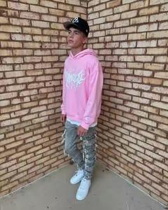 เสื้อฮู้ดผ้าฝ้ายพิมพ์ลายวินเทจแบบสตรีทแวร์ผ้าฝ้ายพิมพ์ลายเต็มตัวแบบกำหนดเองได้ - Product Image 1