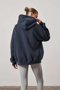 Women Oversized Long <b>Hoodie</b> 100% Cotton <b>Velour</b> Casual Loose Fit Streetwear Winter Comfort - Product Image 3