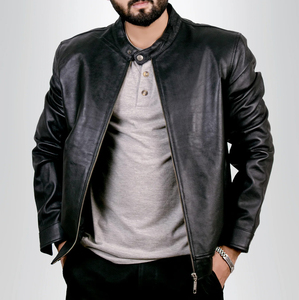 Veste en cuir véritable pour homme de marque en gros, mode d'hiver, sur mesure, col montant, logo sur le devant, OEM, commandes en gros - Product Image 6