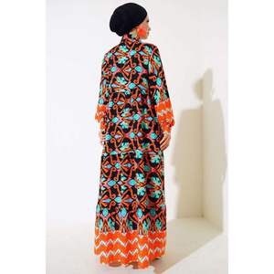 Robe Viscose Boutonnée Brique Noire - Product Image 1