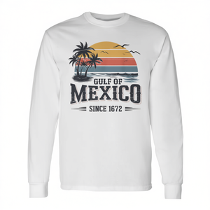 Camiseta de Manga Larga Retro Vintage del Golfo de México, Ropa de Playa Elegante y Promocional - Product Image 2