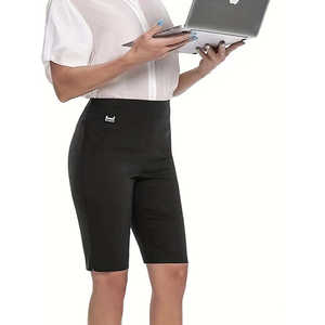 Shorts décontractés pour femmes, style bureau et travail, avec sequins et anneau en D, tissu à motifs tendance, disponibles en petites et grandes tailles, style délavé mignon - Product Image 1