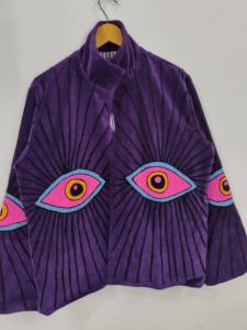 Chaqueta Bomber de Terciopelo Bordada Suzani, Reversible y Transpirable, Chaqueta Corta de Invierno Ecológica - Product Image 2