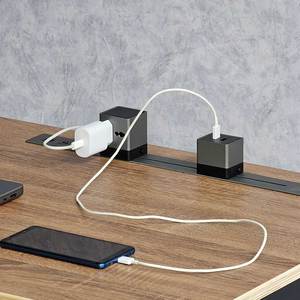 ZDesk ZD002 <b>Computer</b> <b>Desk</b> with Integrated Sliding Power Rail Rectangular Iron Legs Plywood Wood Frame - Product Image 4