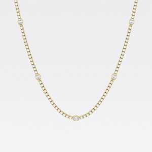 Fabrication artisanale de haute joaillerie et de luxe Collier de tennis de station clouté en diamant de forme ovale en or jaune massif 14K idéal pour les cadeaux OEM - Product Image 5