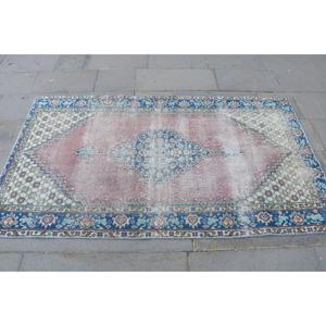 พรมตุรกีขนาด 3.5x6.1 ฟุต พรมลายวินเทจ พรมสีน้ำเงินชมพู - Product Image 4