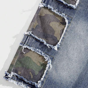 Good Quality <b>Men</b> Streetwear 2026 Custom Washed Distressed Camo Patchwork Zipper Fly Denim Jean <b>Shorts</b> OEM Serviced - Product Image 6