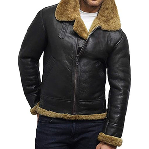Chaqueta de piel de oveja a prueba de viento transpirable ecológica de alta calidad para hombres Sherpa forro de cuero duradero para negocios - Product Image 2