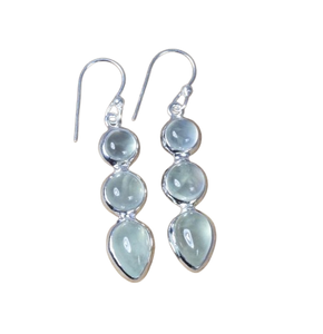 Pendientes de Plata de Ley 925 con forma redonda para mujeres y niñas, pendientes de piedras preciosas de Prehnita, Pendientes colgantes, joyería de plata - Product Image 1