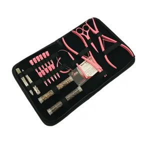 Set completo di strumenti per l'estensione dei capelli rosa Micro Link perline in silicone pinza clip forbice anello di rimozione di estensione dei capelli umani