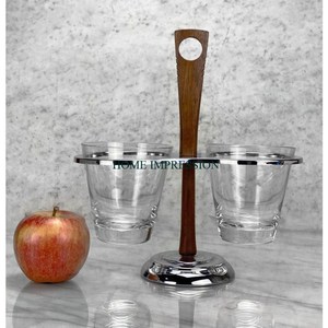 Stylish Brown Kitchen <b>Rack</b> Unit <b>Wooden</b> Glass Stand with Metal Shelving for Cutlery Tissue and <b>Spice</b> Functional Table Supplies - Product Image 3