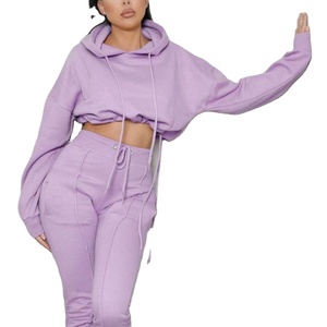 Streetwear de luxe en coton pour femmes sweats à col rond Logo personnalisé imprimé haut court broderie pull capuche respirant - Product Image 6