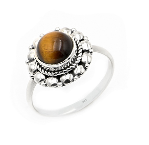 Anillo hecho a mano de Plata de Ley 925, forma redonda Unisex, piedra preciosa de ojo de tigre Natural, precio de fabricante, joyería fina al por mayor - Product Image 2