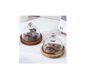 Présentoir à desserts en bois d'acacia avec couvercle en verre Vaisselle idéale de taille moyenne et articles de service alimentaire Meilleur prix - Product Image 2