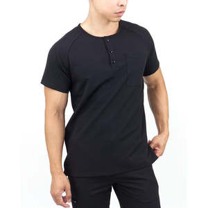 เสื้อสครับคอวีแขนสั้นผ้ายีนส์ออกแบบได้ตามต้องการสำหรับทุกเพศเครื่องแบบโรงพยาบาลทางการแพทย์มีกระเป๋าสำหรับแพทย์ - Product Image 3