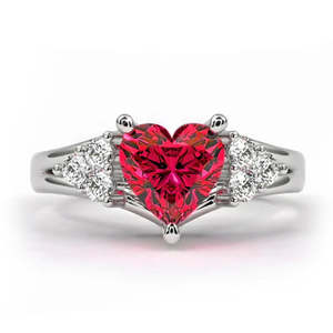 NOVAMART Fine Romantic Crystal Love Ruby AD Heart <b>Adjustable</b> Engagement <b>Ring</b> Free <b>Size</b> Princess Cut Diamond Gold Plated Trendy G - Product Image 1