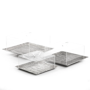 Diseño atractivo para la decoración del restaurante del hotel en casa, Calidad exclusiva, bandeja para servir magdalenas en forma de rectángulo de Color plateado martillado - Product Image 4