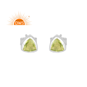 Pendientes de plata de ley fina hechos a mano en India con piedra preciosa de peridoto natural, joyería personalizada para mujer, regalo para ella. - Product Image 1