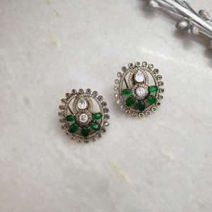 <b>Green</b> Stone Moissanite Fashion <b>Earrings</b> - Product Image 5