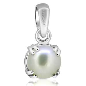 ARIHANT GEMS - Colgante de Perla de Agua Dulce Natural con Certificación IIGS de 9.25-9.50 Ratti, Gema Astrológica, Perla de Plata (MOTI) - Product Image 2