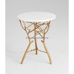 Dessus en verre design antique avec métal plaqué or poli Table basse d'appoint en forme de feuille Table à manger Table d'appoint la plus vendue - Product Image 4