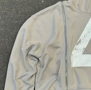 2025 High Quality Customized Side Zipper <b>Zip</b> up Vintage Washed Screen Printed Loose Boxy Oversized Zipper <b>Pocket</b> Man <b>Hoodie</b> - Product Image 4