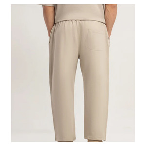 Pantalon pour homme, taille haute, coupe droite, devant plat, tissu lourd, doux, confortable à porter, logo et impression personnalisés - Product Image 4