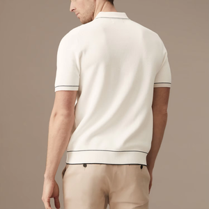 Suéter Personalizado de Manga Corta para Hombre, Estilo Polo de Punto con Botones y Bolsillo, Modelo Verano - Product Image 2