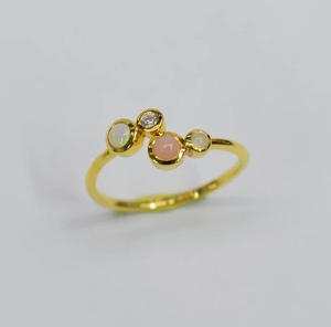 New Women's S925 14K <b>Gold</b> Natural Pink Australian <b>Opal</b> <b>Ring</b> Minimalist Jewelry for Parties Customizable for Retail OEM ODM - Product Image 1