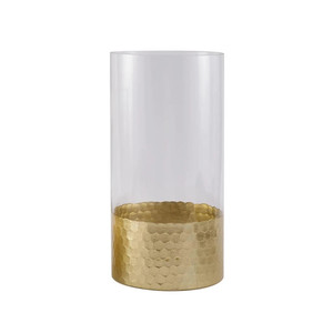 แจกันแก้วทรงกระบอก VCY5512GF พร้อมฐานลายรังผึ้งสีทอง - 5.5 x 12 - Product Image 1