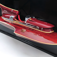 H068 - Maquette de bateau rapide hydroplanier Ferrari à demi-coque, artisanat en bois rustique vintage, étagère murale, décoration nautique pour la maison et le bureau