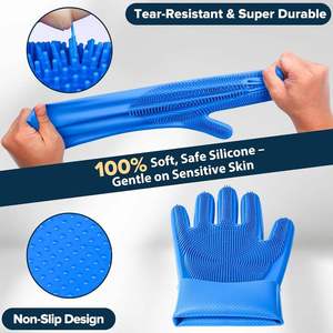 Wholesale Multi-Functional Eco-Friendly Silicone <b>Cleaning</b> Gloves Dog and Cat <b>Bathing</b> Hair Washing Gloves for Bathroom Use - Product Image 1