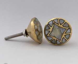 Latest Brass & Mother of Pearl Seashell Knobs <b>Hardware</b> Like Cabinet Drawer by United Trade World - Product Image 1