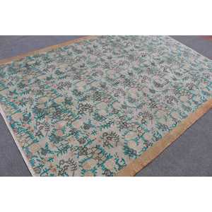 Alfombra Turca de 6.5x9.1 pies, Alfombra Vintage Azul a Rayas de Lana - Product Image 1