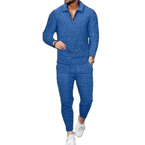 2023Conjunto de POLO de mezcla de algodón con cremallera para hombre, traje de manga larga, ropa deportiva para hombre, ropa deportiva de manga larga, para hombre - Product Image 1