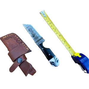 Couteau de chasse et de dépeçage à lame fixe en acier Damas avec divers matériaux de manche, personnalisable OEM, lame droite, cadeau pour lui - Product Image 1