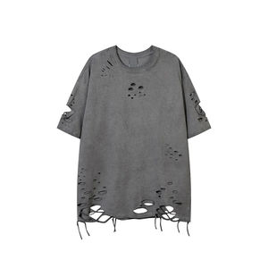 Camisetas de Alta Calidad para Hombre, Tallas Grandes, 100% Algodón, Manga Larga, Lisas, Gruesas, Desgastadas con Lavado Ácido - Product Image 2