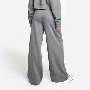 Novedad de 2025, pantalones de chándal de poliéster/algodón para mujer, cintura elástica, logotipo serigrafiado personalizado, forro polar de peso pesado, acampanado sólido - Product Image 2