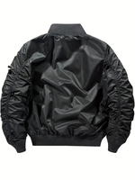 Blouson bomber en satin noir pour homme Patch drapeau américain Style rétro Léger Coupe-vent Respirant Streetwear Mode vestes pour hommes