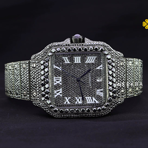 นาฬิกาเพชรโมอิสสีดำเต็มตัว-โชว์ลงสุดหรูนาฬิกาเพชรสีดำนาฬิกาสไตล์แร็ปเปอร์งานแฮนด์เมดอย่างพิถีพิถัน - Product Image 1