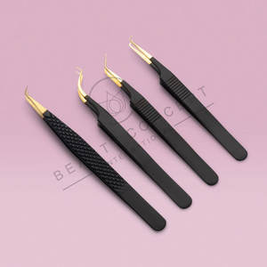 OEM Custom Japanese Stainless Steel Lash Extension Tweezers 90 Degree Custom Applicator Tools Pointed Russian Volume Tweezers - Product Image 5