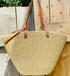 Panier de marché artisanal essentiel / Panier marocain / Sac de marché en paille naturelle - Product Image 1