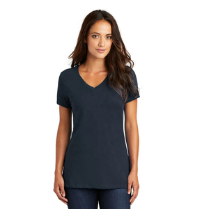 2025 nuevo personalizado de alta calidad de secado rápido transpirable Anti-Pilling cuello en V camisetas para mujer 100% algodón Streetwear hombro caído - Product Image 1