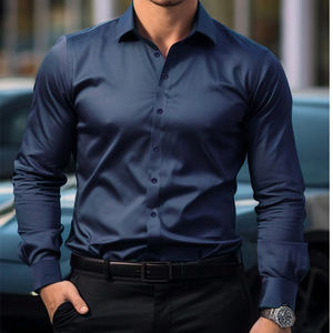 Camisa de vestir de algodón para hombre, camisas de manga larga ajustadas para hombre, ropa masculina sólida de diseñador de alta calidad, camisas de vestir de negocios aptas - Product Image 2