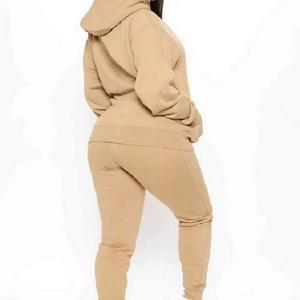 Chándal en blanco con bolsillo lateral, chándal de 100% algodón para mujer, Sudadera con capucha, conjunto de Jogger, estampado transpirable para adultos para invierno - Product Image 2