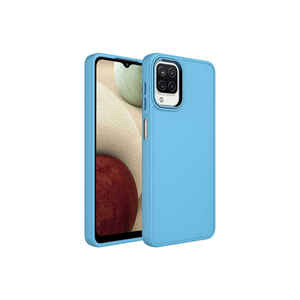 Funda Protectora de Silicona Luna con Marco Metálico y Diseño de Botones Sierra Blue de Lujo para Samsung Galaxy A12 - Product Image 1