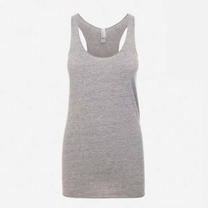 Débardeur gris pour femme 100 % coton respirant et écologique, col rond ample, sans manches, confortable et décontracté, couleur unie - Product Image 1