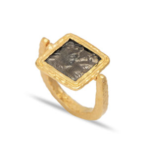 Diseño cuadrado 22K Anillo chapado en oro Anillo de plata Venta al por mayor Hecho a mano 925 Joyería de plata esterlina Moda de moda para mujeres - Product Image 3