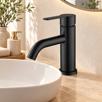 Robinet de lavabo haut de gamme WYRAX en acier inoxydable 304 brossé, à montage sur comptoir, monotrou, avec poignée unique et aérateur à valve en céramique