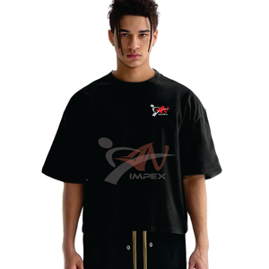 T-shirt de haute qualité 300 g/m², longueur courte, 100 % coton, streetwear, t-shirt oversize, t-shirt ample, t-shirt personnalisé avec logo pour homme - Product Image 2